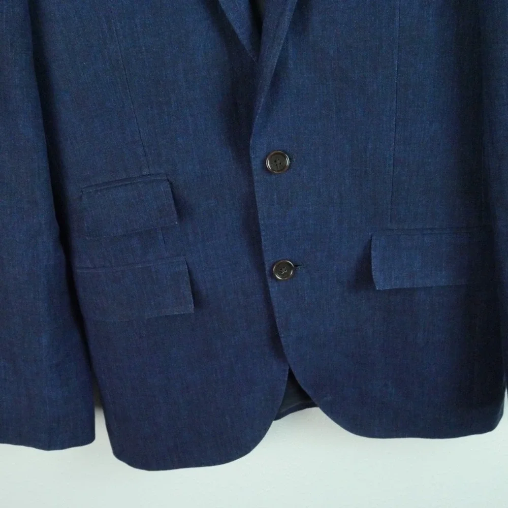 J.Crew Ludlow Suit Indigo Blue 100% Linen 34S Blazer 30x30 Pants Two Button
